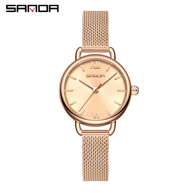 Sanda Women's Quartz Watch with Roman Numeral & Brown Leather Strap - Image 4