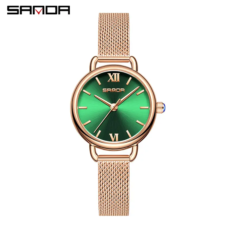 Sanda Women's Quartz Watch with Roman Numeral & Brown Leather Strap - Image 5