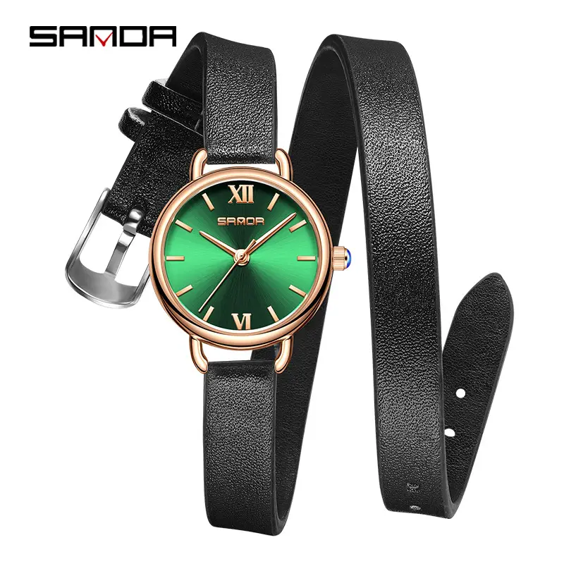 Sanda Women's Quartz Watch with Roman Numeral & Brown Leather Strap - Image 8