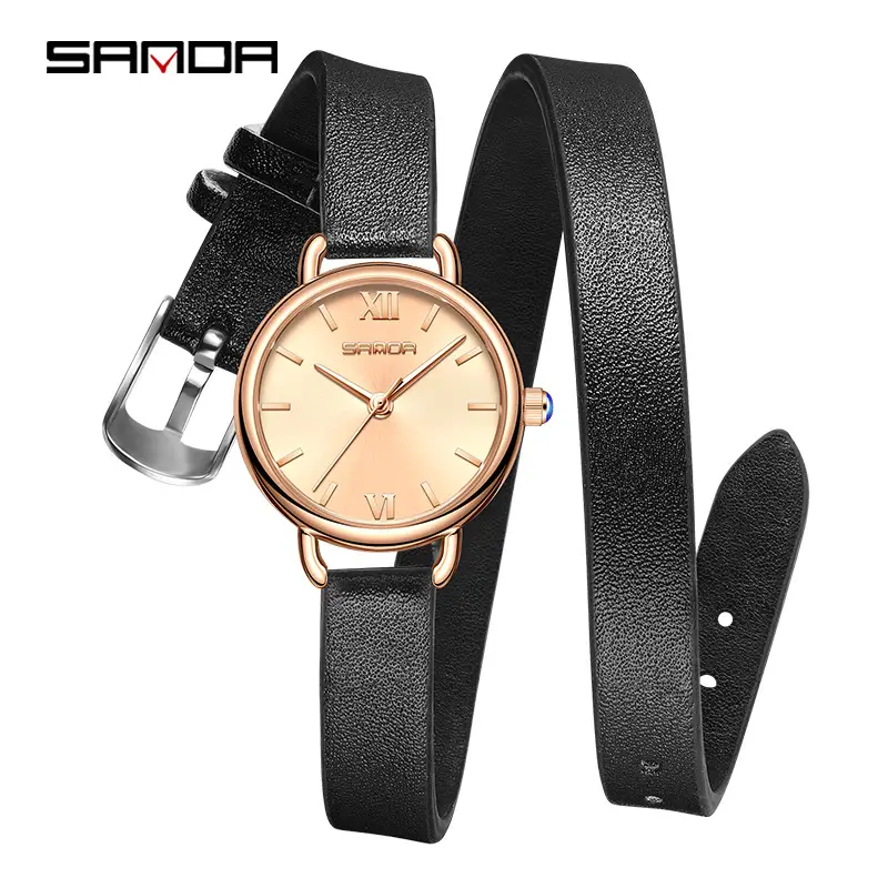 Sanda Women's Quartz Watch with Roman Numeral & Brown Leather Strap - Image 9