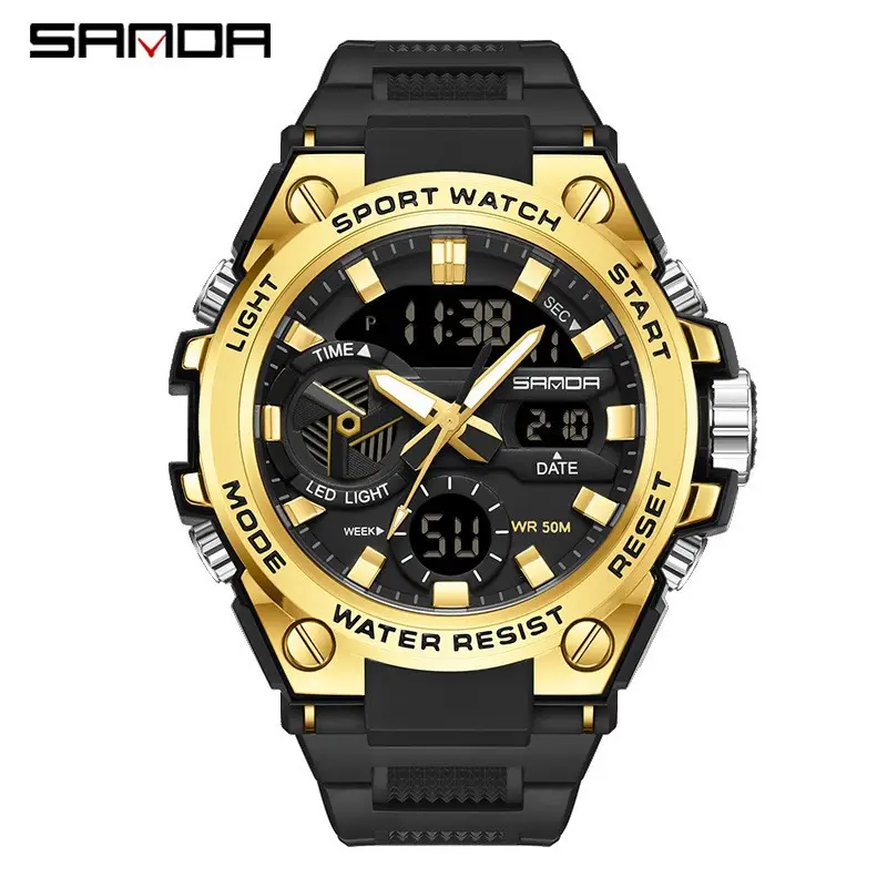 Men's Military Style Waterproof Electronic Watch Black Red - Image 26