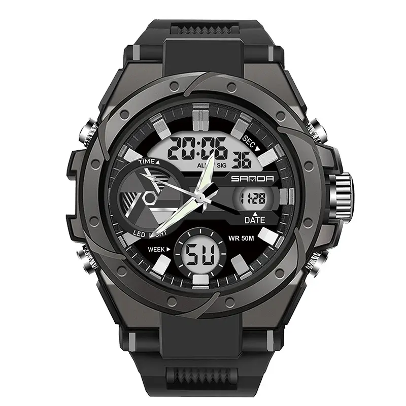 Men's Military Style Waterproof Electronic Watch Black Red - Image 11