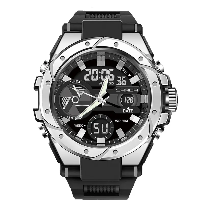 Men's Military Style Waterproof Electronic Watch Black Red - Image 12