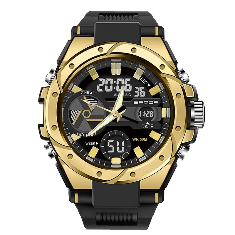 Men's Military Style Waterproof Electronic Watch Black Red - Image 13