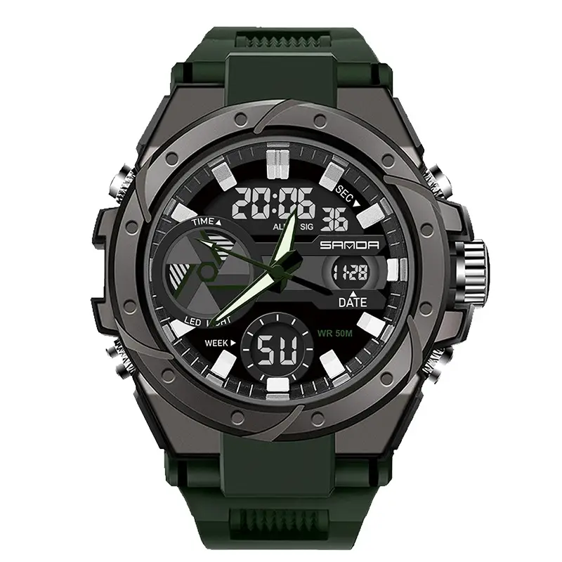 Men's Military Style Waterproof Electronic Watch Black Red - Image 14