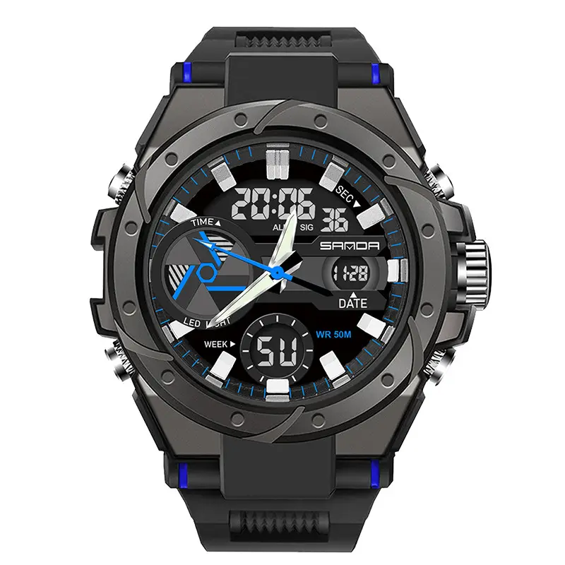 Men's Military Style Waterproof Electronic Watch Black Red - Image 15