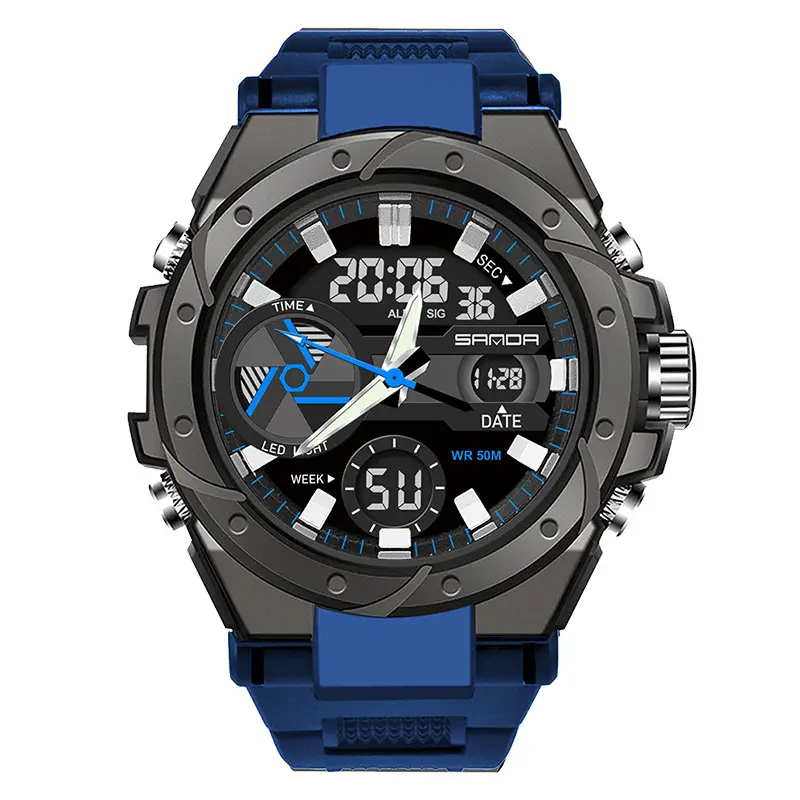 Men's Military Style Waterproof Electronic Watch Black Red - Image 16