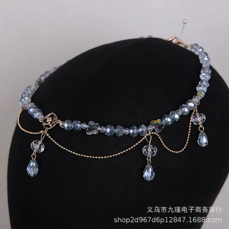 Chinese Bridal Headpiece with Forehead Pendant & Phoenix Crown - Image 2