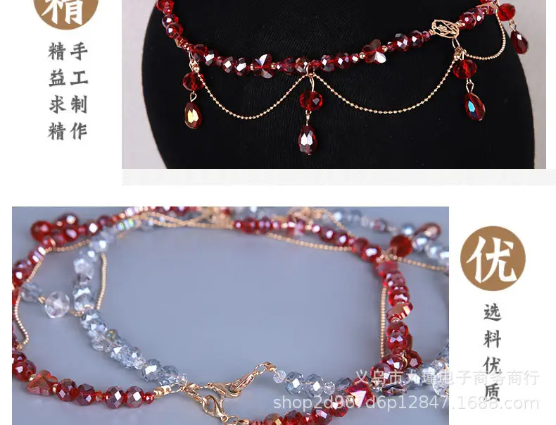Chinese Bridal Headpiece with Forehead Pendant & Phoenix Crown — feature 5