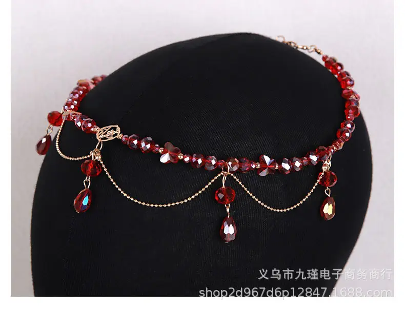 Chinese Bridal Headpiece with Forehead Pendant & Phoenix Crown — feature 8