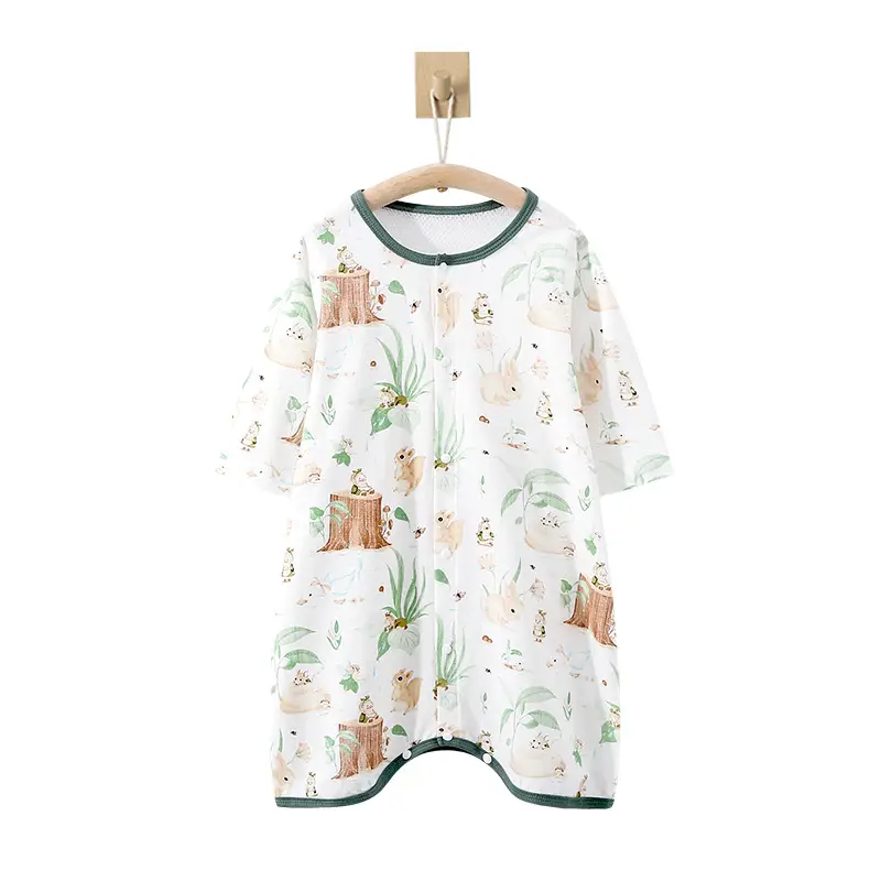 Baby Pajamas Pure Cotton Summer Jumpsuit with Anti-Kicking Design - Image 11