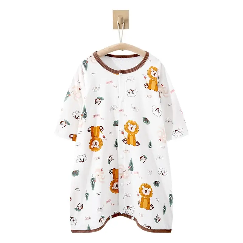 Baby Pajamas Pure Cotton Summer Jumpsuit with Anti-Kicking Design