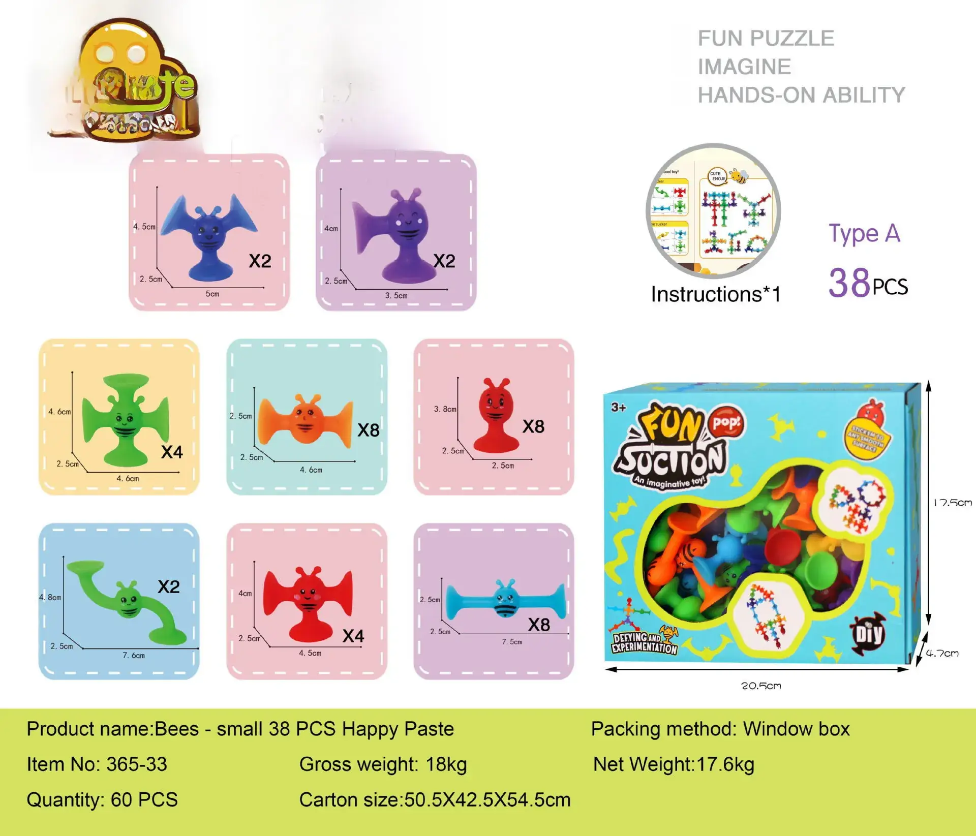 Fun Bee Sucker Puzzle Toy for Kids 38 Pieces - Image 9
