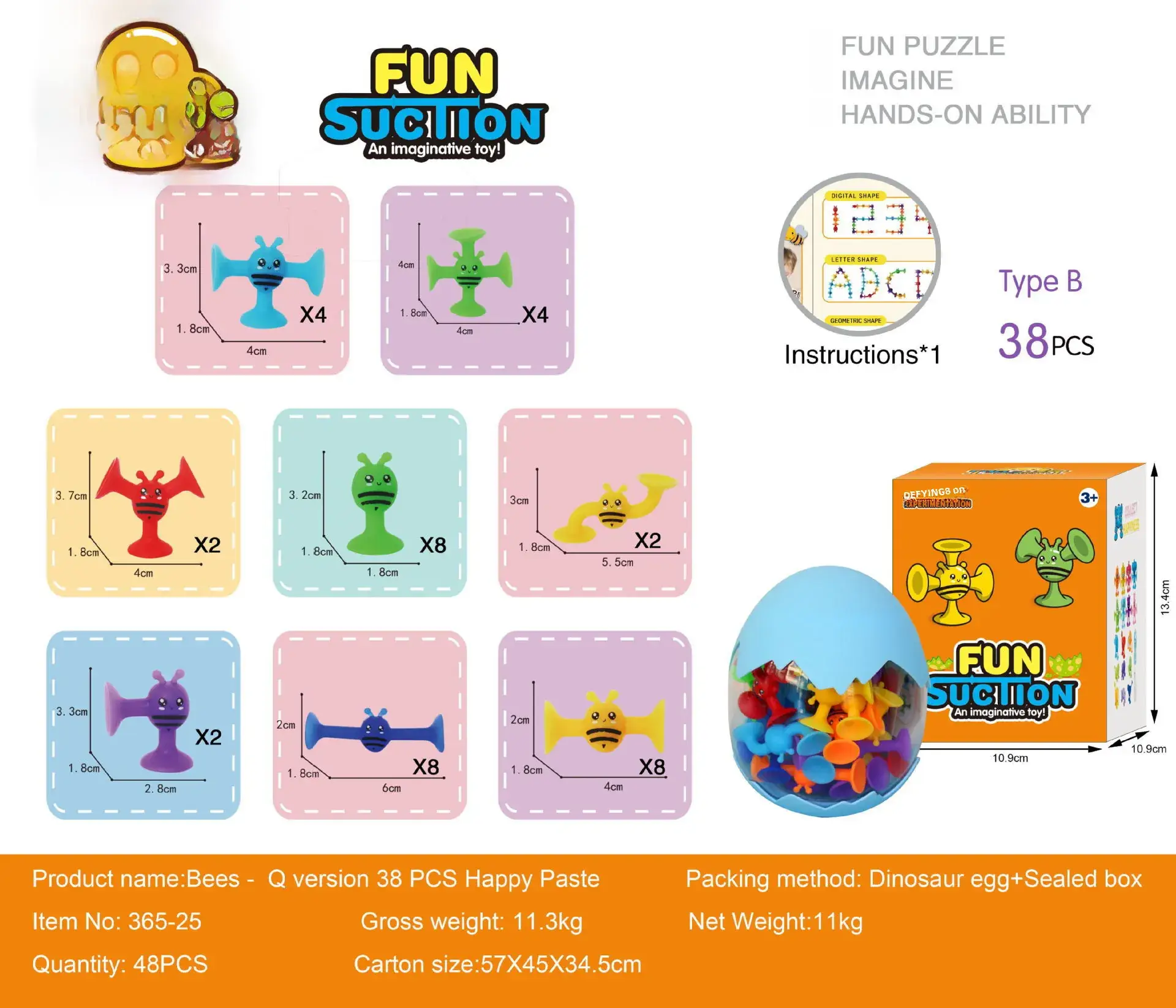 Fun Bee Sucker Puzzle Toy for Kids 38 Pieces - Image 11