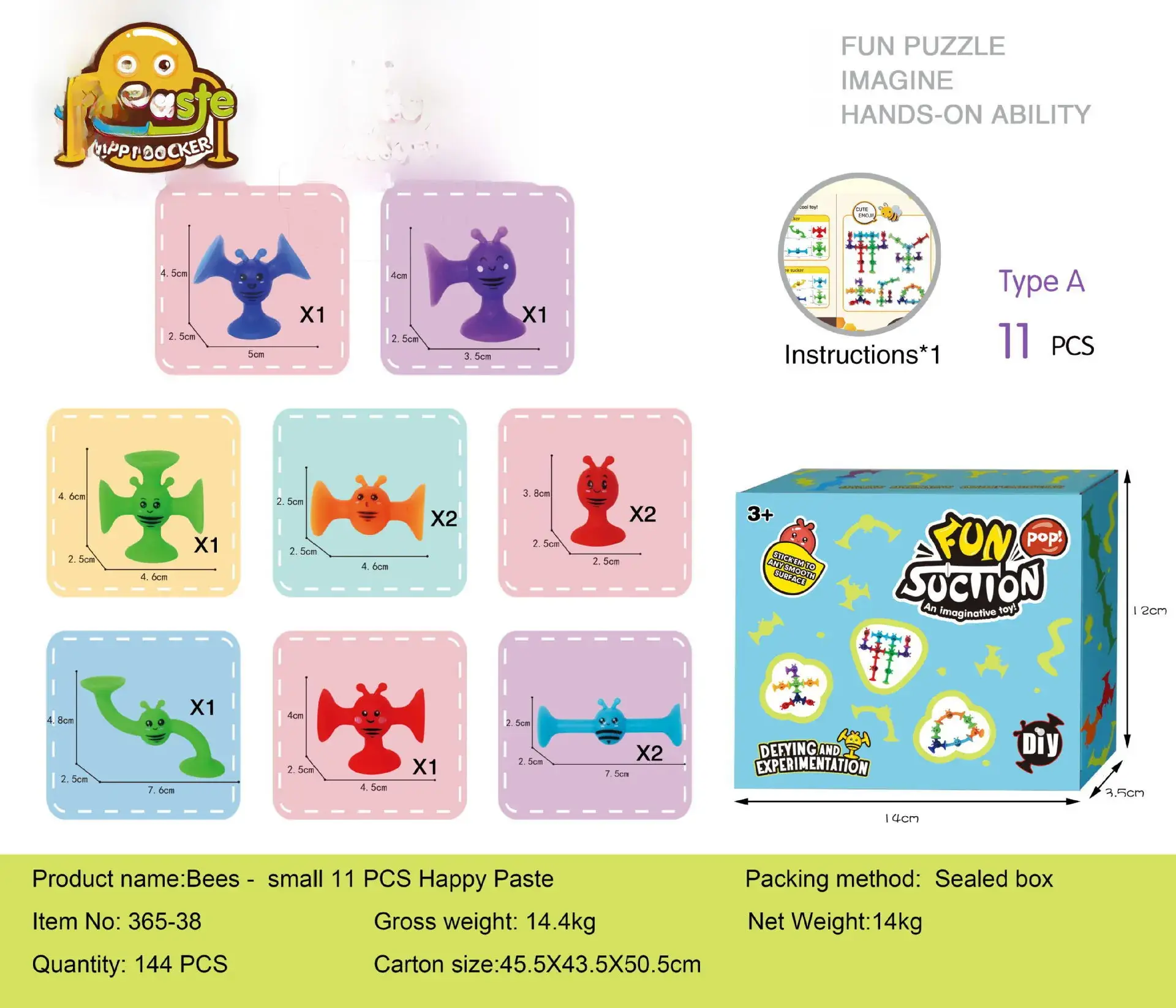 Fun Bee Sucker Puzzle Toy for Kids 38 Pieces - Image 4