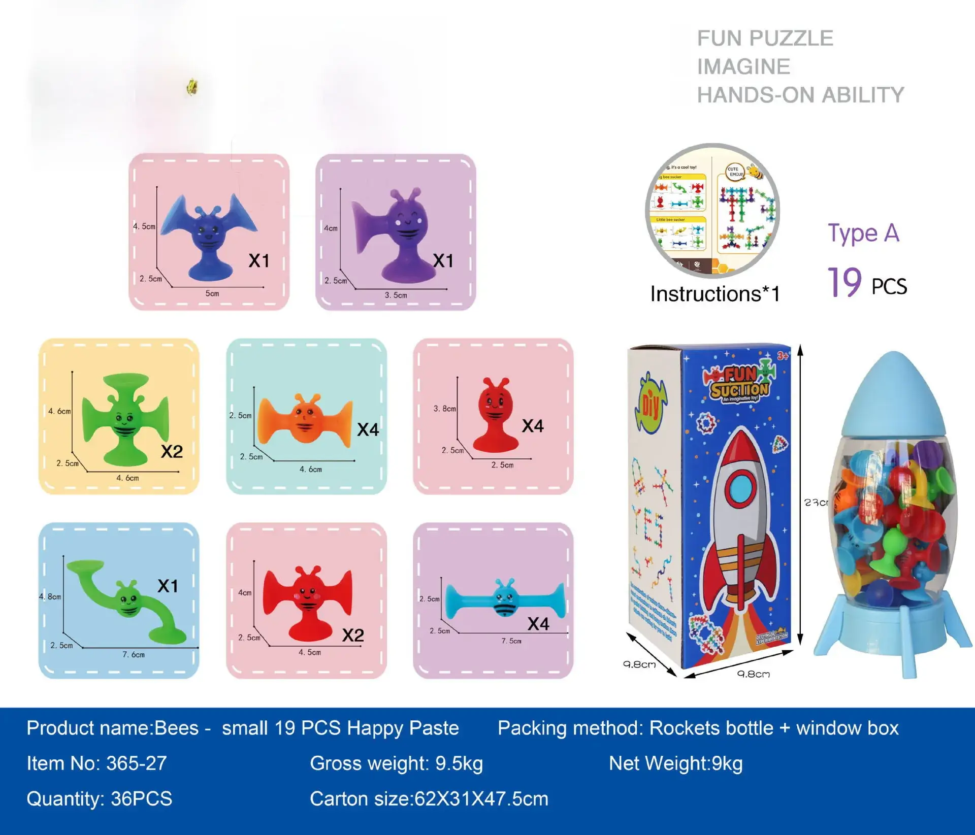 Fun Bee Sucker Puzzle Toy for Kids 38 Pieces - Image 7