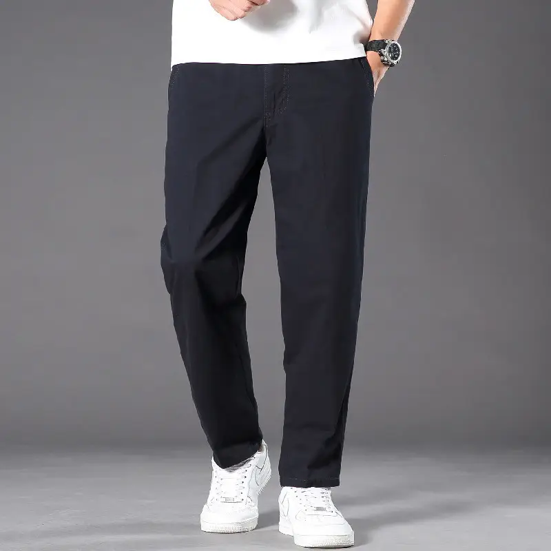 Men's Grey Cotton Trousers Middle-aged Elastic Waist - Image 7