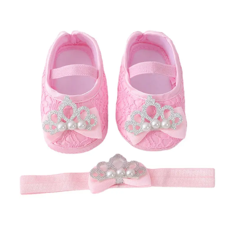 2023 New Baby Shoes with Crown & Hair Band for 1 Month Old