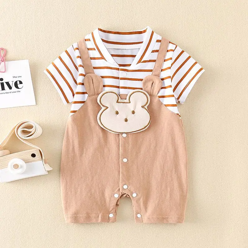 Baby Wrap Fart Shorts Blue Striped Short Sleeve - Image 6
