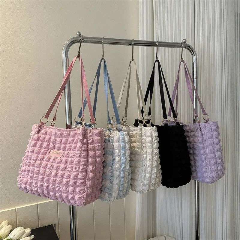 Purple Pleated Handbag for Women Autumn Winter - Image 6