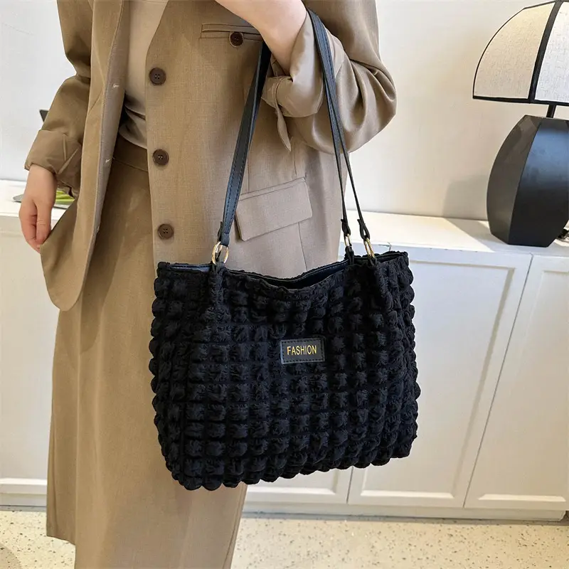 Purple Pleated Handbag for Women Autumn Winter - Image 7