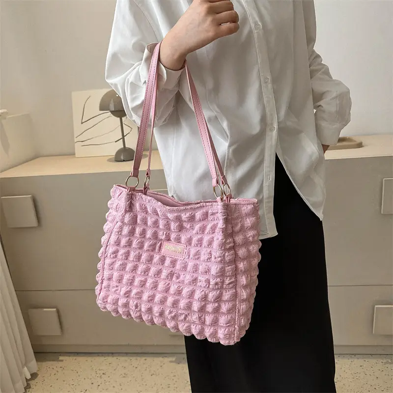 Purple Pleated Handbag for Women Autumn Winter - Image 8