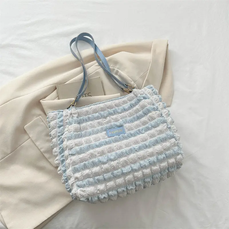 Purple Pleated Handbag for Women Autumn Winter - Image 3