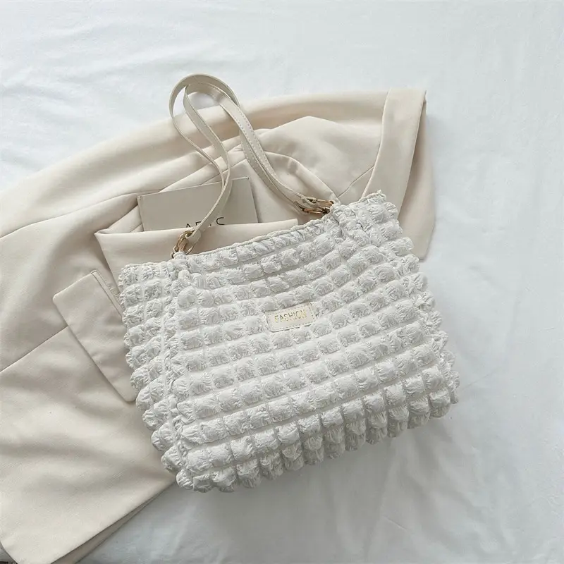 Purple Pleated Handbag for Women Autumn Winter - Image 4