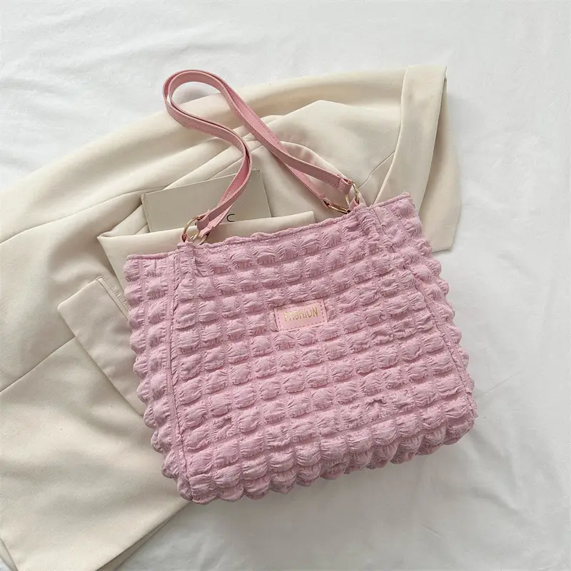 Purple Pleated Handbag for Women Autumn Winter - Image 5
