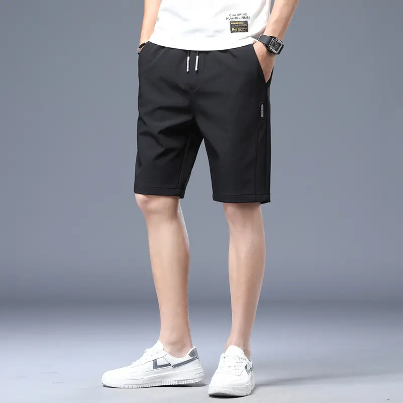 Men's Light Gray Ice Silk Shorts with Elastic Waist - Image 7