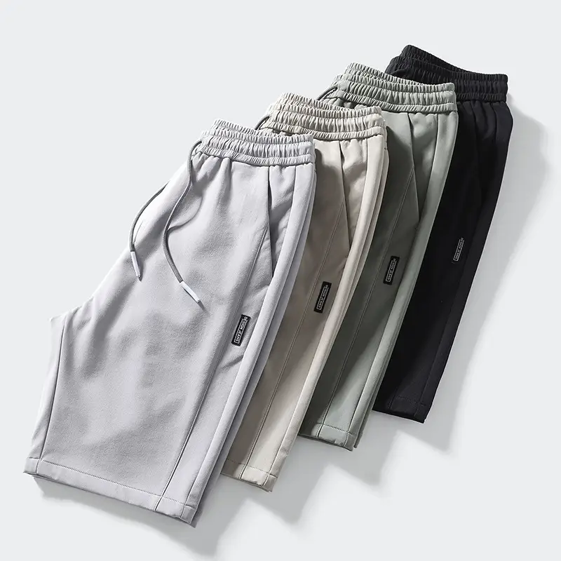 Men's Light Gray Ice Silk Shorts with Elastic Waist - Image 8