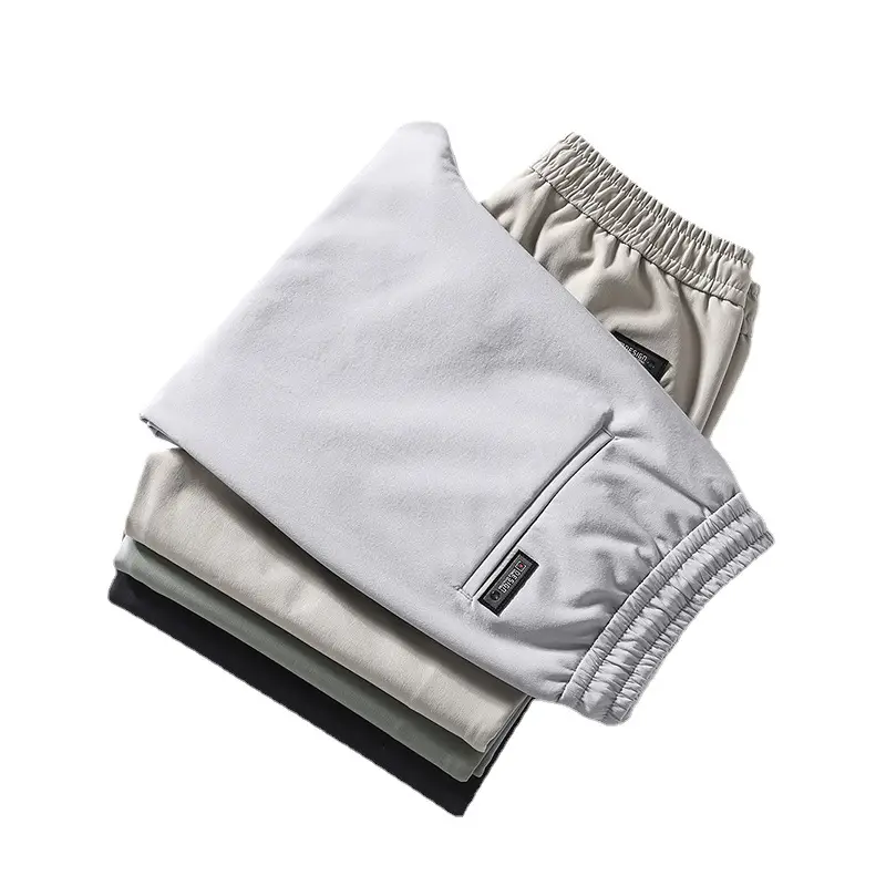 Men's Light Gray Ice Silk Shorts with Elastic Waist - Image 9