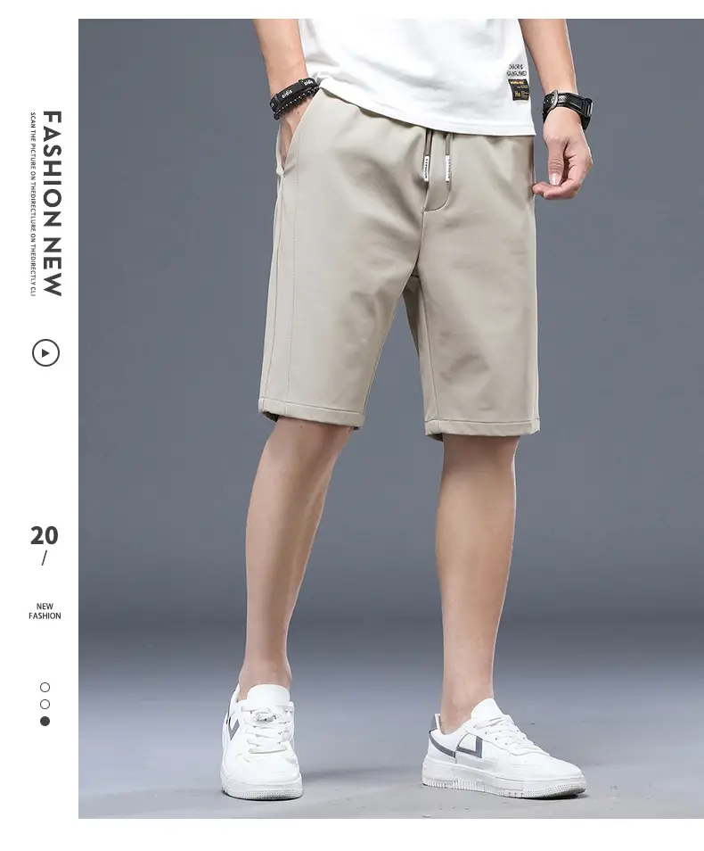 Men's Light Gray Ice Silk Shorts with Elastic Waist — feature 10