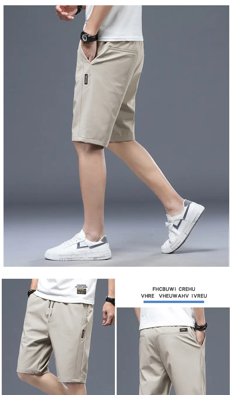 Men's Light Gray Ice Silk Shorts with Elastic Waist — feature 11
