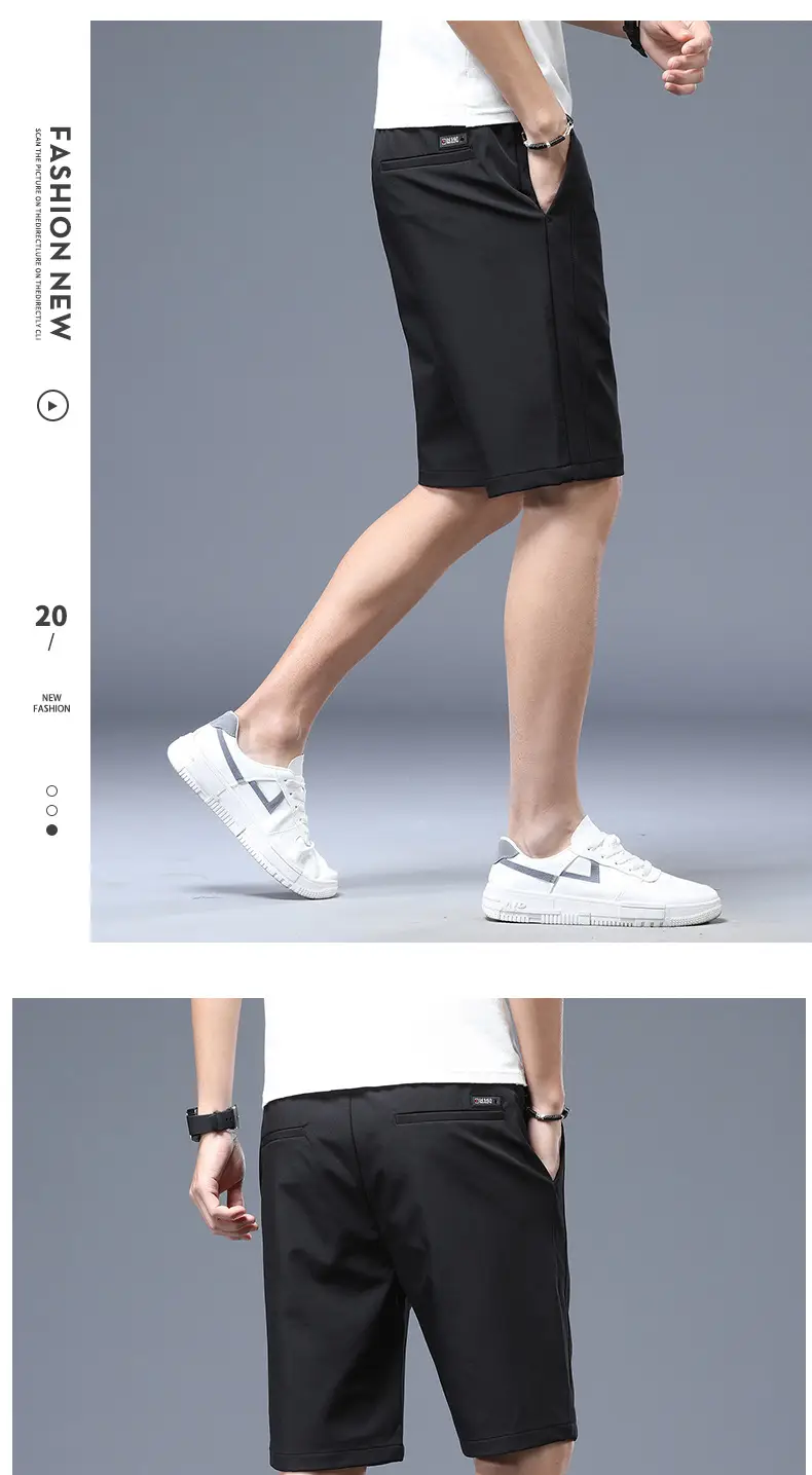 Men's Light Gray Ice Silk Shorts with Elastic Waist — feature 13