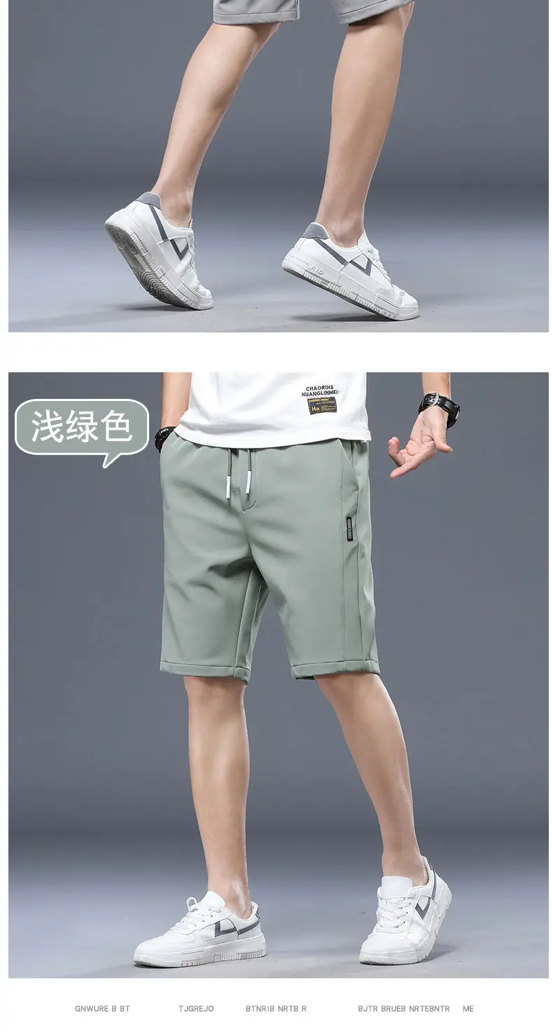 Men's Light Gray Ice Silk Shorts with Elastic Waist — feature 16