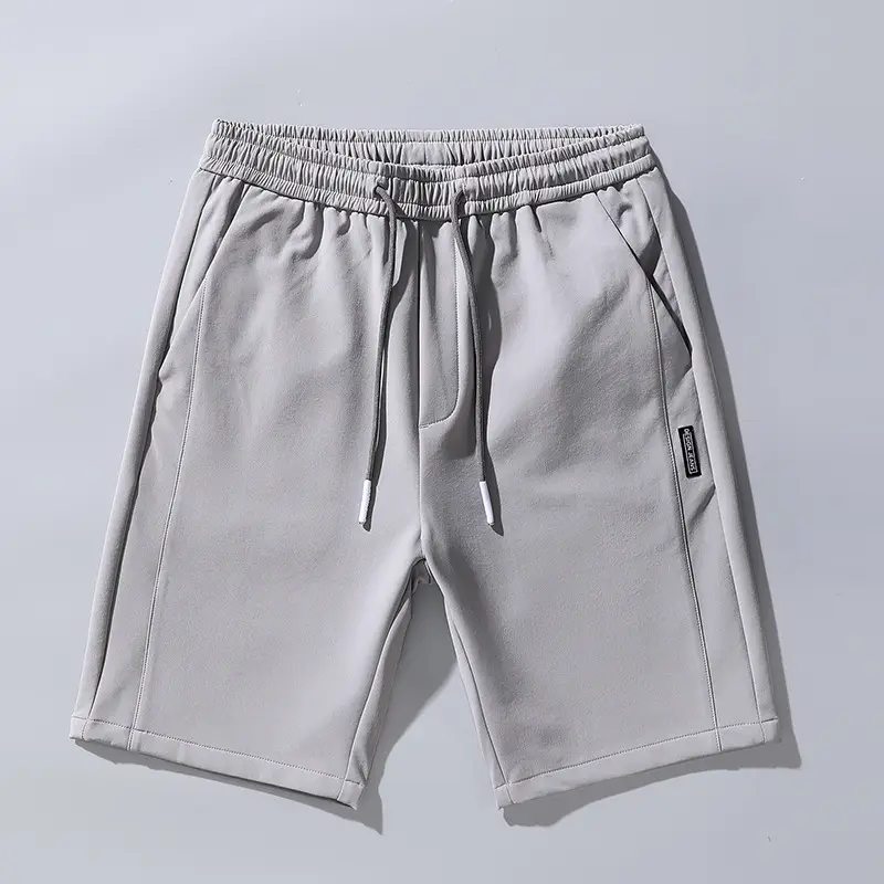 Men's Light Gray Ice Silk Shorts with Elastic Waist - Image 2