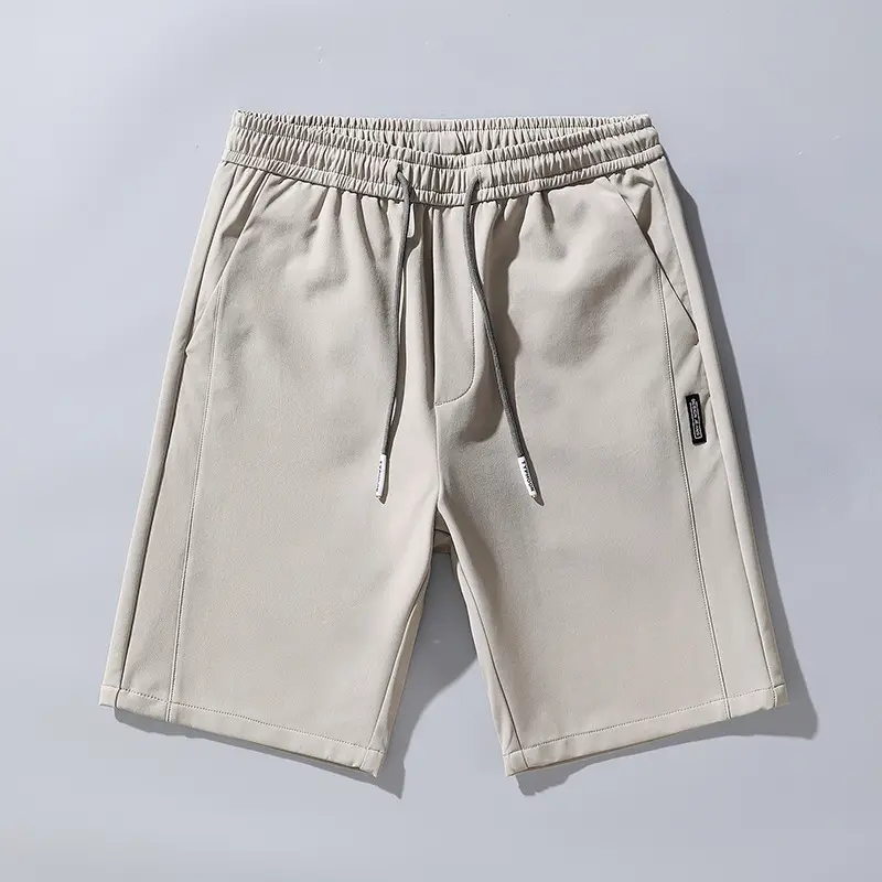 Men's Light Gray Ice Silk Shorts with Elastic Waist - Image 3