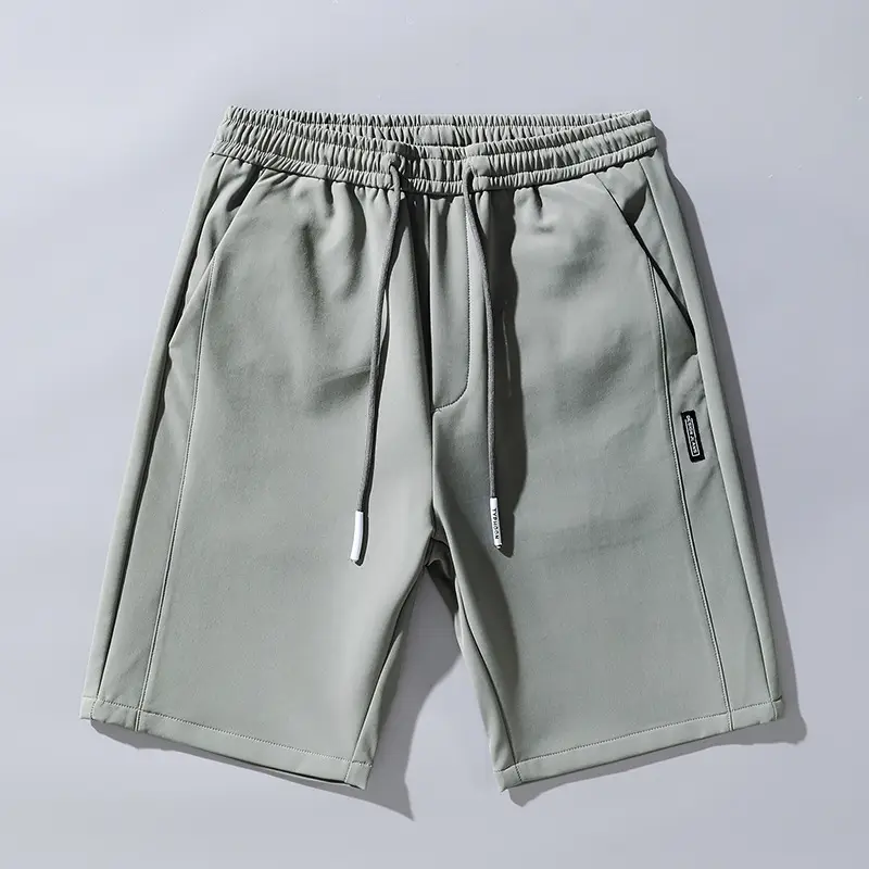 Men's Light Gray Ice Silk Shorts with Elastic Waist - Image 4