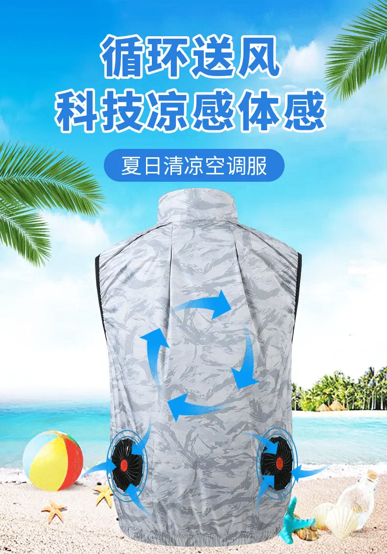 2025 Summer Blue Camo Work Vest with Zip Front — feature 1