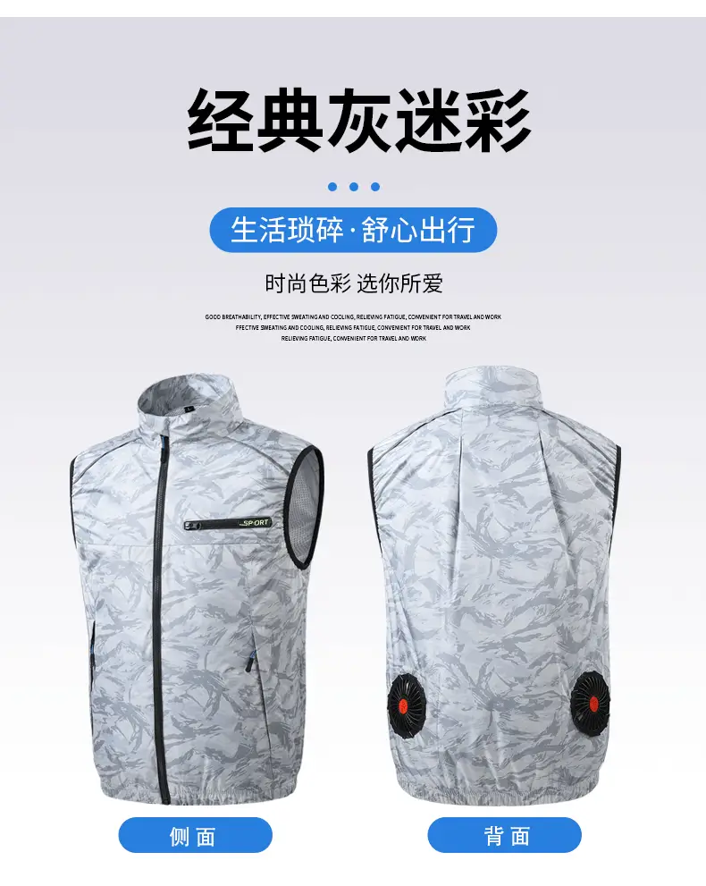 2025 Summer Blue Camo Work Vest with Zip Front — feature 11