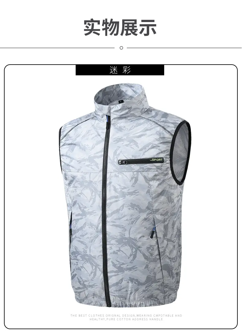 2025 Summer Blue Camo Work Vest with Zip Front — feature 13