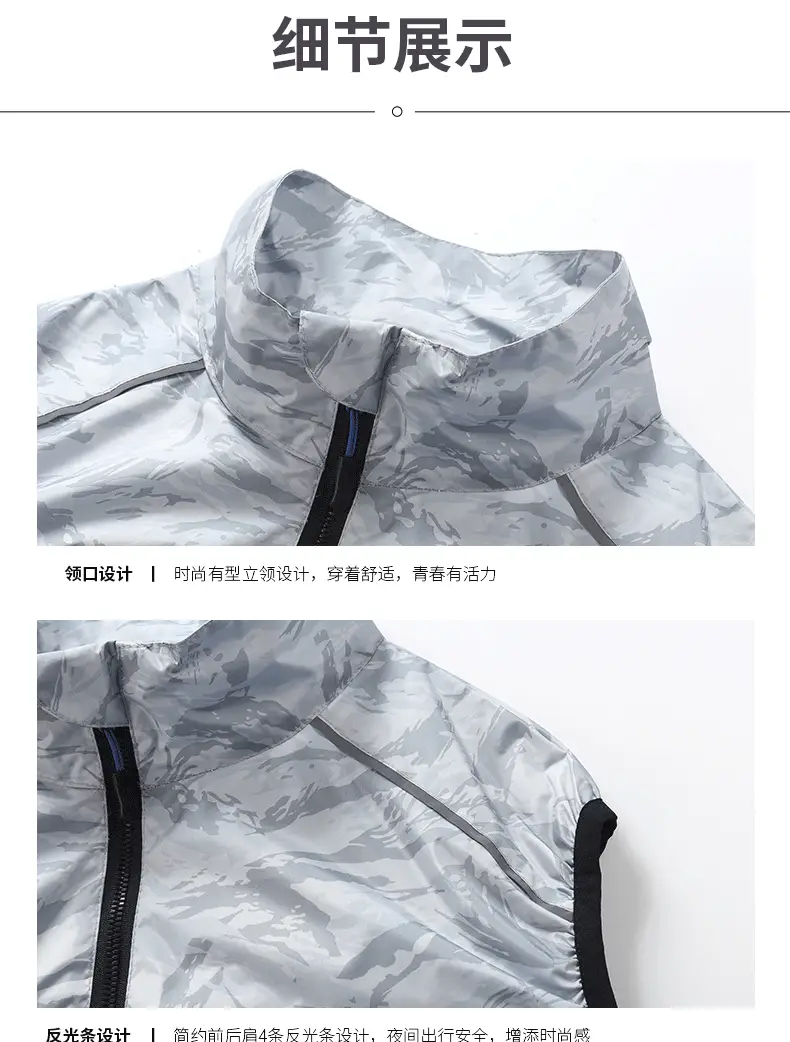2025 Summer Blue Camo Work Vest with Zip Front — feature 16