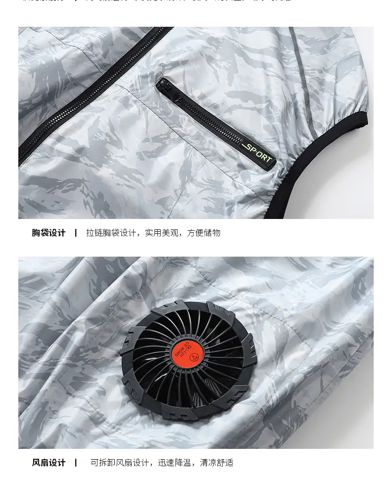 2025 Summer Blue Camo Work Vest with Zip Front — feature 17