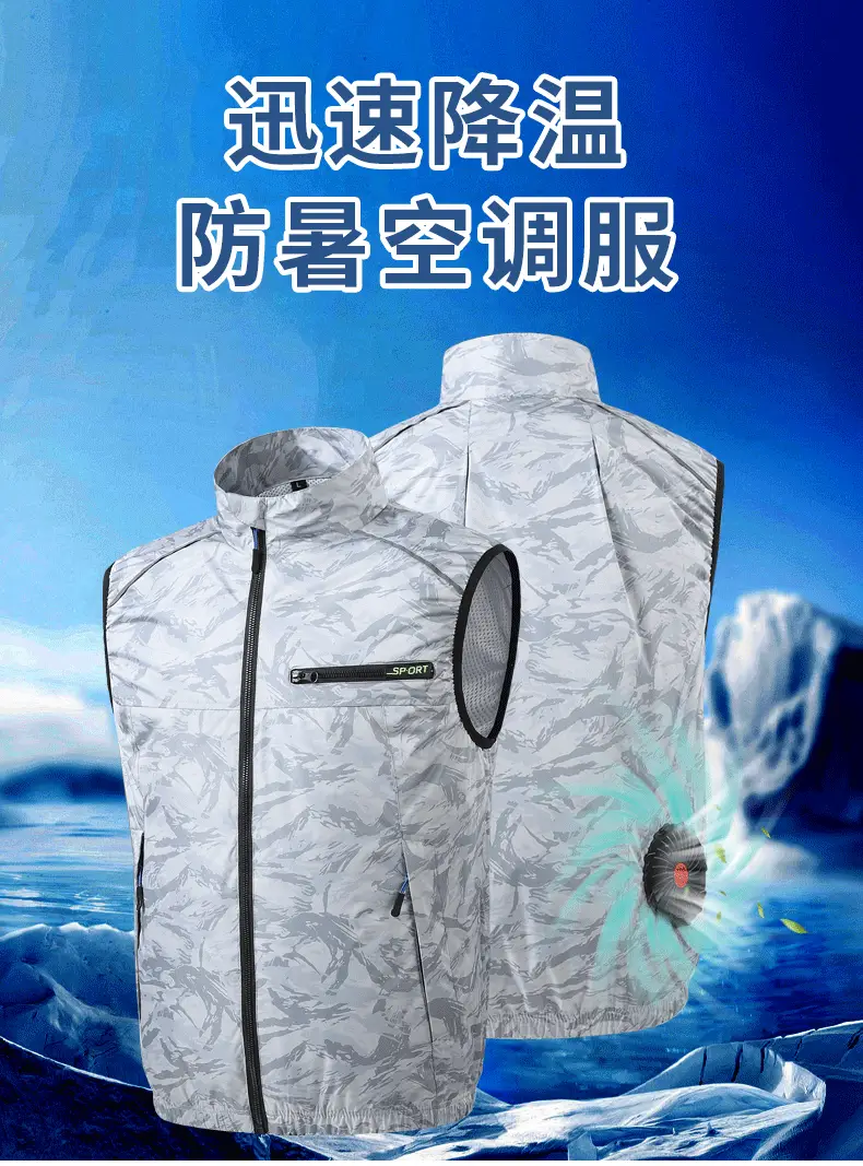 2025 Summer Blue Camo Work Vest with Zip Front — feature 3