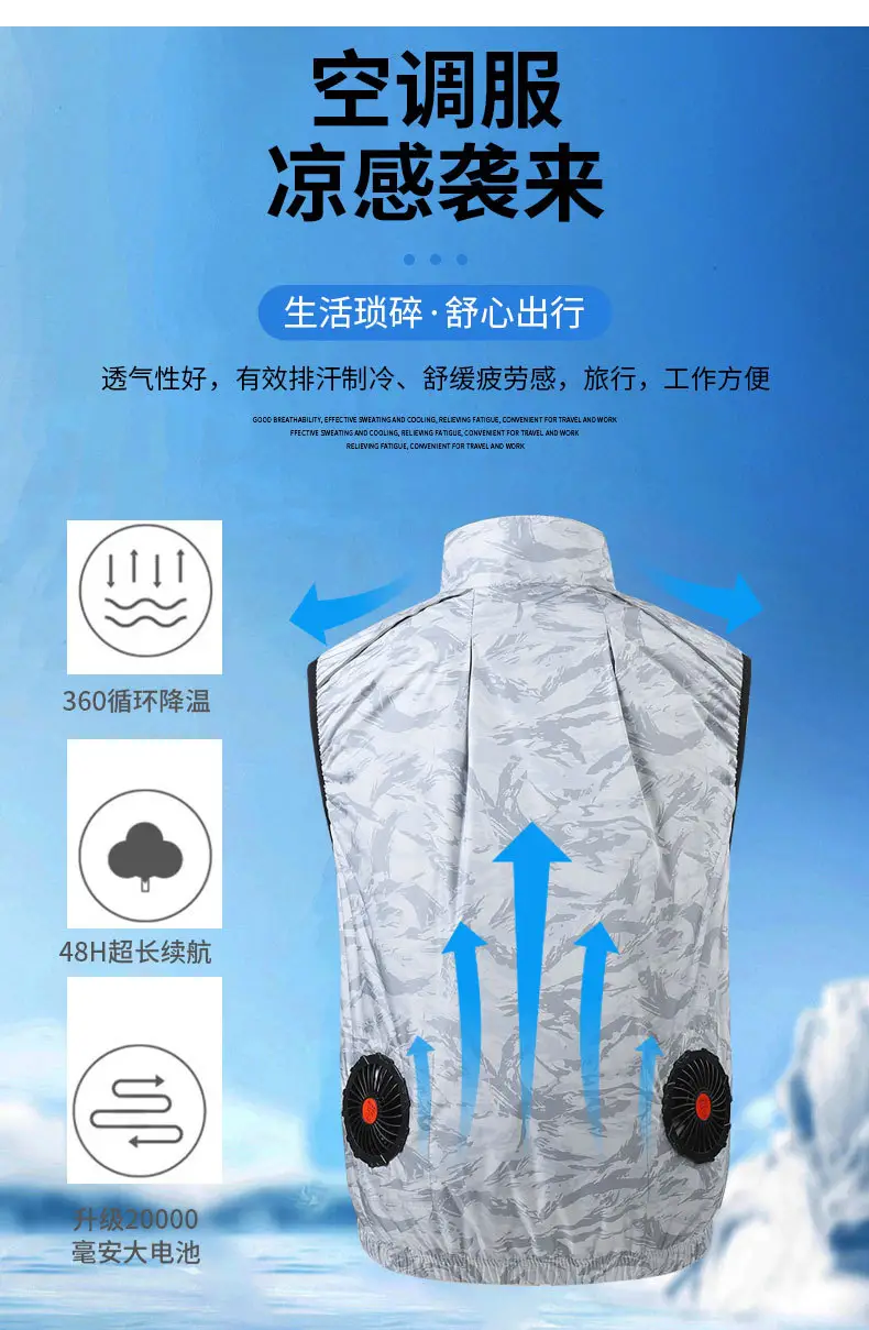 2025 Summer Blue Camo Work Vest with Zip Front — feature 5