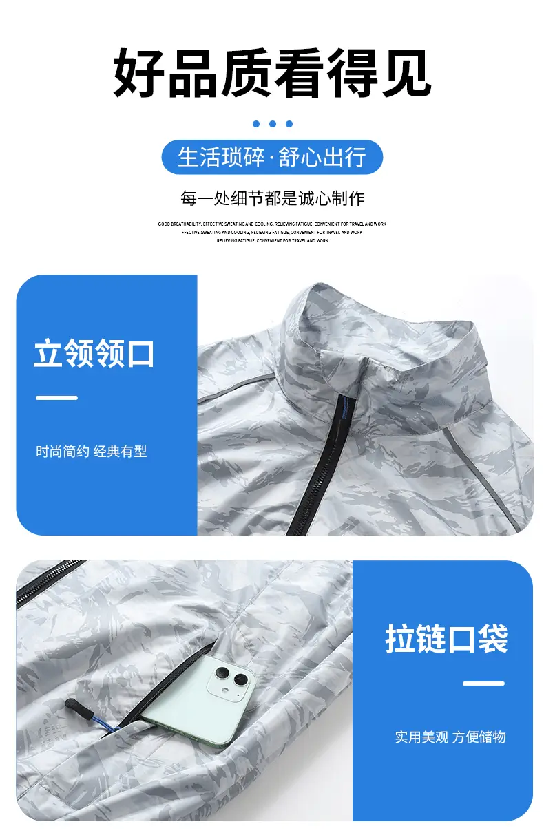2025 Summer Blue Camo Work Vest with Zip Front — feature 9