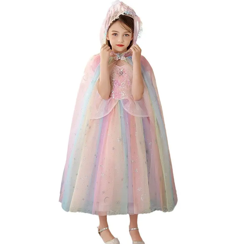 Elsa Rainbow Chiffon Party Dress for Girls - Image 6