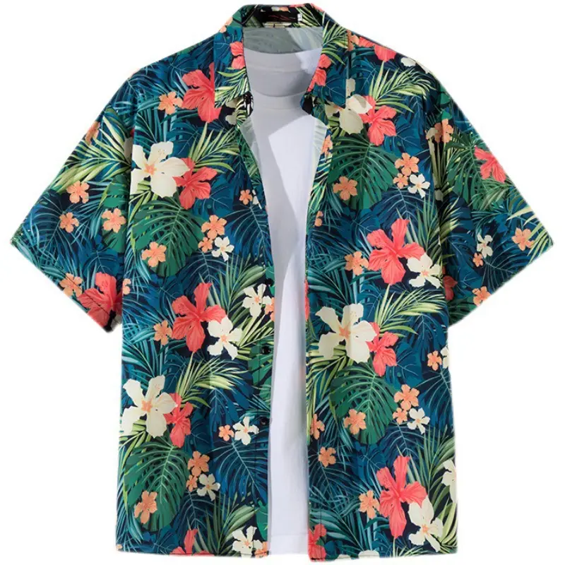 Men's Vintage Hawaiian Floral Short Sleeve Coats 2023 - Image 45