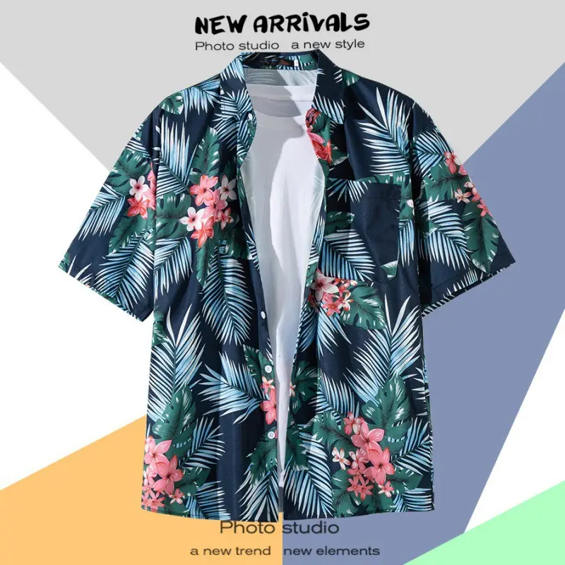 Men's Vintage Hawaiian Floral Short Sleeve Coats 2023 - Image 16